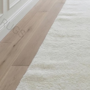 Handgetuft ivoorwit wollen loper – zachte glans, effen kleur afbeelding 3