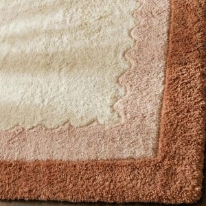 Hand Tufted Scalloped Wavy Border Rug, Beige and Terracotta Area Rug image 15