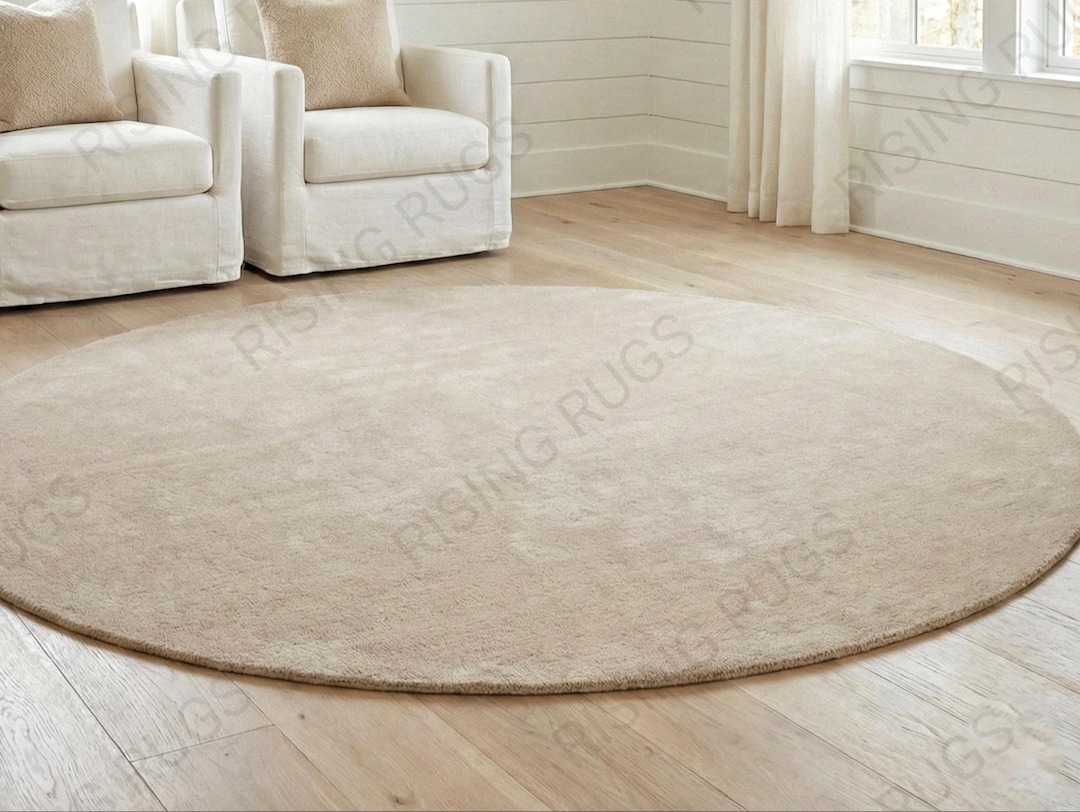 Handmade Ivory Wool Round Rug – Minimalist Nursery Carpet - Etsy