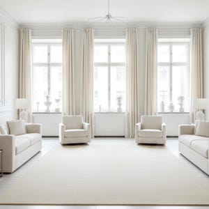 Handgetuft ivoorwit wollen loper – zachte glans, effen kleur afbeelding 7
