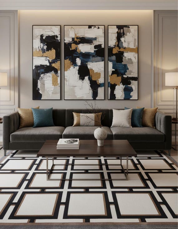 Hand-Tufted Tencel Rug | Modern Geometric Luxury Carpet
