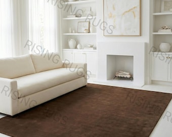 Dark Chocolate Espresso Solid Area Rug – Plush Minimalist Floor Mat