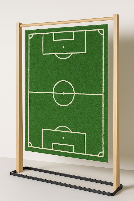 Hand-Tufted Wool Soccer Field Rug – Kids Playroom Carpet