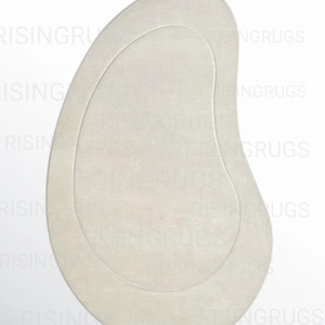 Handmade Wool Sculpted Rug – Irregular Beige Carpet, Modern Minimalist Design