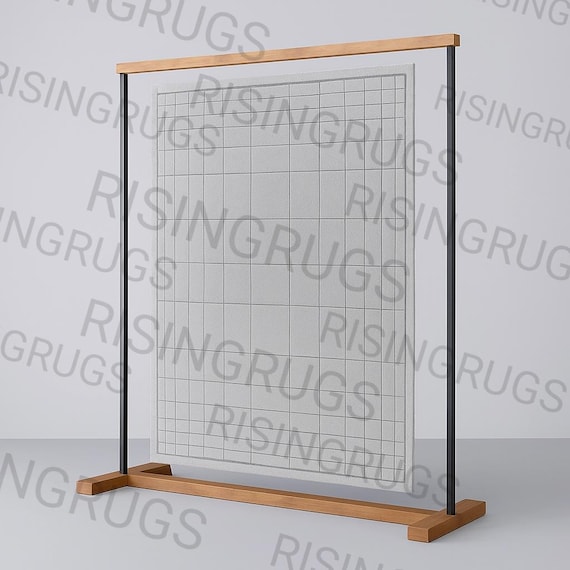 Hand-Tufted Gray Wool Rug: Modern Geometric Grid, Luxury Area Carpet