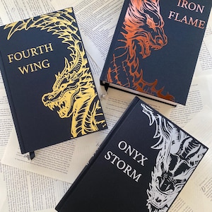 Black edition of Fourth Wing, Iron Flame and Onyx Storm rebind | Rebecca Yarros | Handmade Special Edition