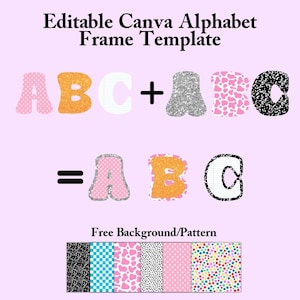 Editable Alphabet Canva Frame Template-Custom Fill Pattern-Block Letters-DIY Font Frame-Custom Letter Frames for Canva-Digital Clipart 3