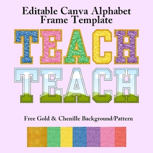 Editable Alphabet Canva Frame Template-Custom Fill Pattern-Block Letters-DIY Font Frame-Custom Letter Frames for Canva-Digital Clipart