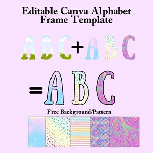 Editable Alphabet Canva Frame Template-Custom Fill Pattern-Block Letters-DIY Font Frame-Custom Letter Frames for Canva-Digital Clipart 5
