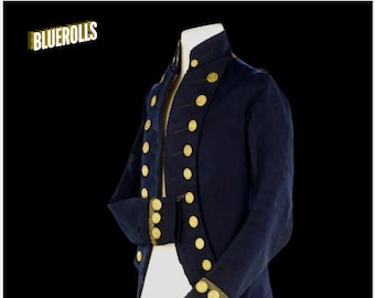 Herren Marineblauer Mantel - Royal British Offiziersjacke - Militärjacke - Napoleonische Uniform - Husarenjacke - Warrant Uniform