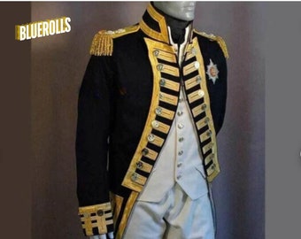 Royal Navy Historical Military Jacket, New 1775th-83th Marine -  Military Jacket - Napoleonic Uniform - Hussar jacket