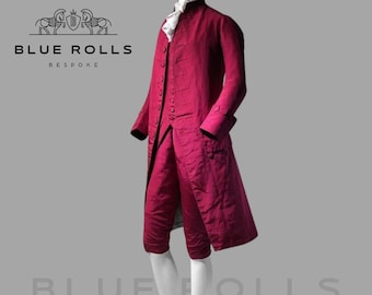 Herren Roter Wolle 18th Century Militär Gehrock | Maßgeschneiderter viktorianischer Regency-Frack