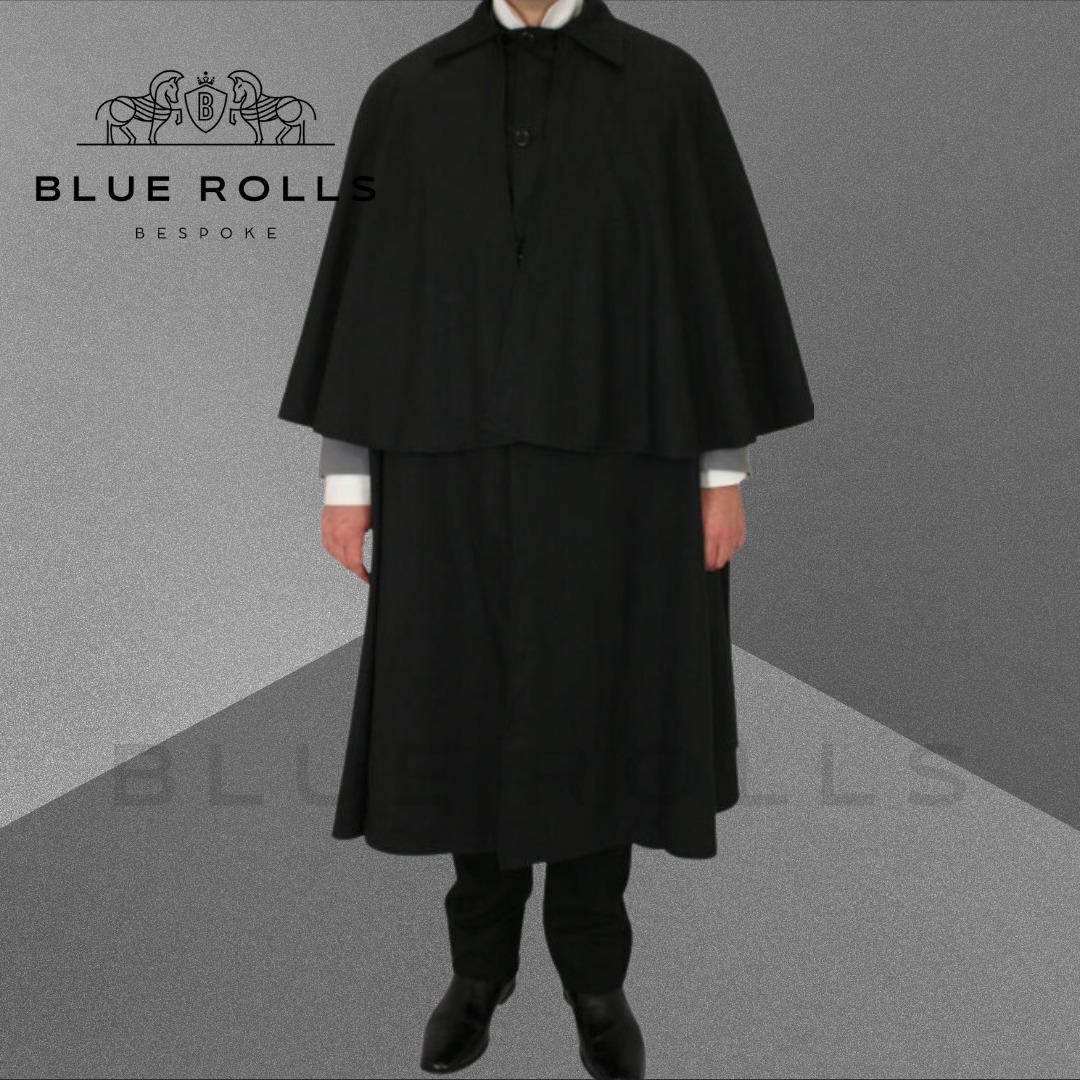 Mens Inverness Cape Coat - Callahan Frock Coat, Duster Coat, Black