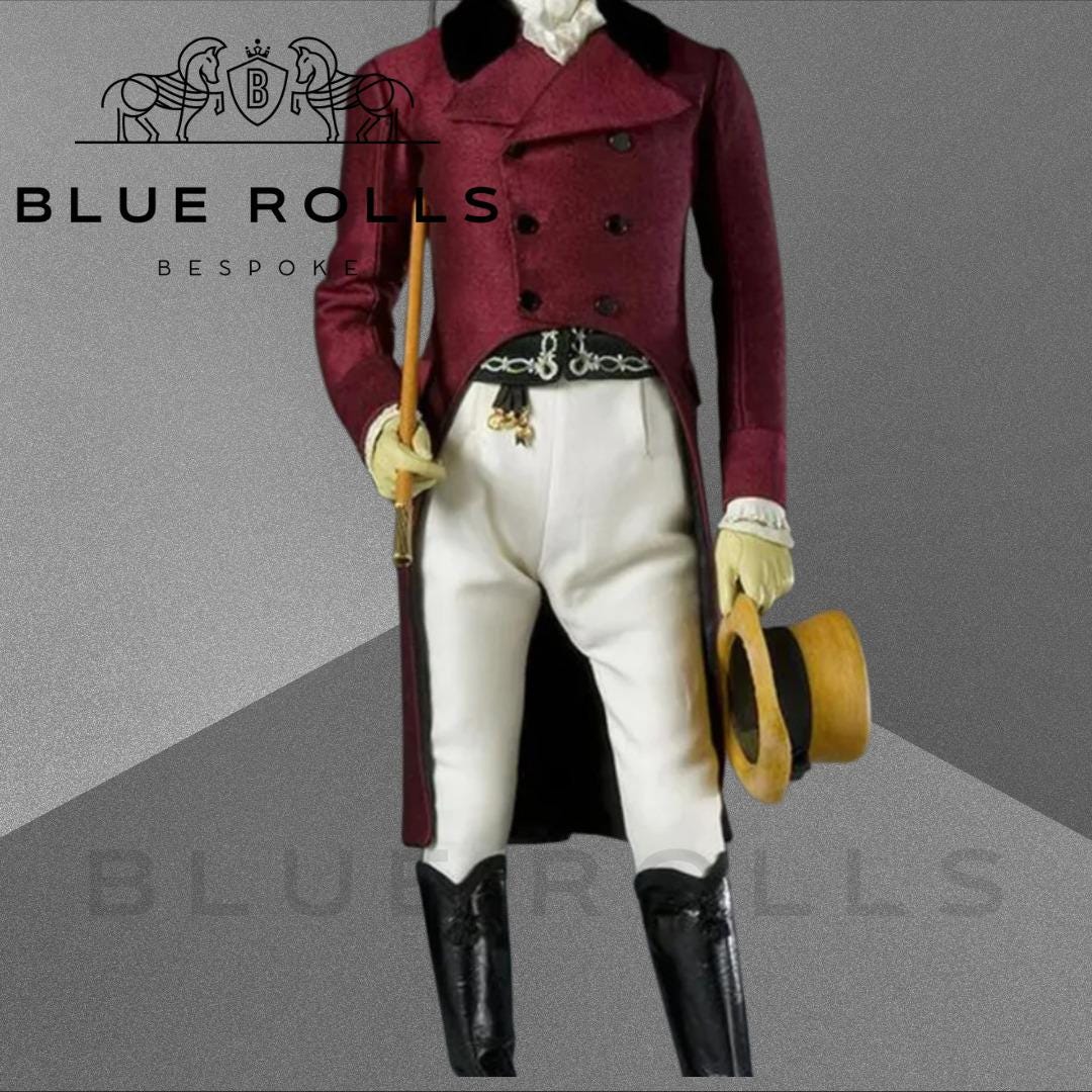 Handmade Brand New Men's Burgundy Regency Dated 19th Century Regency ...