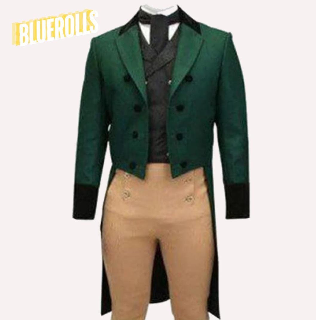 18th Century Men's Victorian Fancy Outfit Regency Jacket -  18th Century Regency Tailcoat Vest Costume - Brand New Custom Made