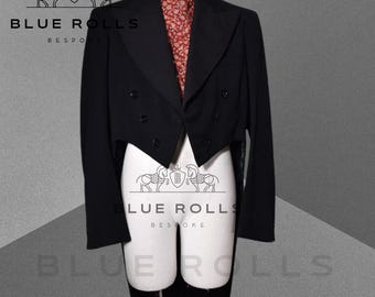 Original Vintage 1930er Jahre Tailored Tailcoat Tailcoat - Herren Schwarze Wolle im Stil des 18