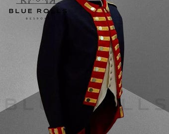 Marineblaues Royal Artillery Wappen - Royal Artillery Offizier Rgimental Mantel - Rote Revers Wolljacke -Britische Grenadiere -Lewis Clark