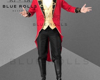 Halloween male - magician uniform clown COSPLAY - Mens Gothic Steampunk Elite Ringmaster Costume - Barnum Cosplay Costume - Blue Rolls