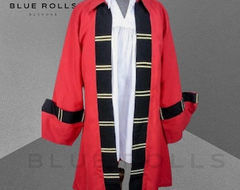 Blackbeard New Pirate Costume Men&#39;s Red Captain Black Lapel Wool Coat - pirate coat - Halloween Special