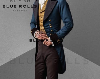 Marineblauer Frack - limitierte Auflage | Blauer Regency-Mantel von 1800 - Britischer handgefertigter Tailcoat - Custom made - Historischer Mantel