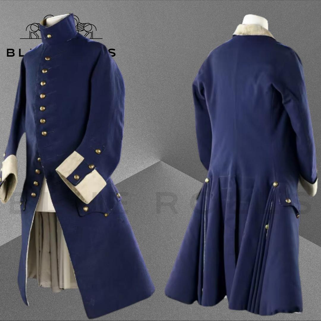 植民地時代の海賊コート - 男性用 18 世紀ネイビーブルーのフロック