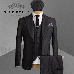 Peaky Blinders Suit Men s 3 piece Tweed Suit Peaky Blinders Style Herringbone Tom Shelby Inspired Tailor made High quality Coat Etsy