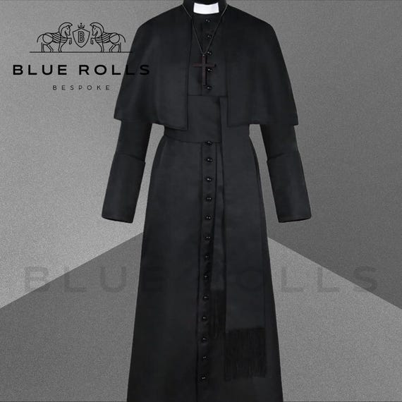 Blue Rolls Special Bishop Clergy Cassock, Roman Cassock, Traditional Catholic Vestment, Custom Size, Black with Multiple Colors with Sash.