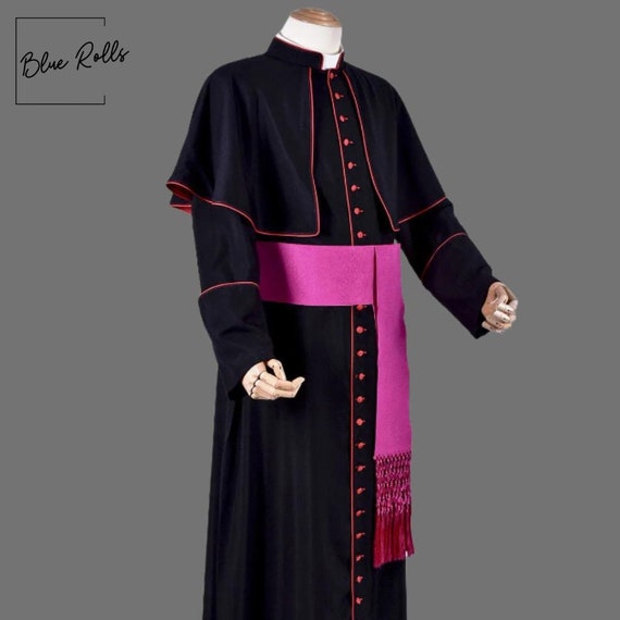 Bishop Cassock With Inverness Cape - Cosplay Legend Clergy Robe With  Cincture Medieval Clergyman Vestments Roman Priest Robe - Etsy