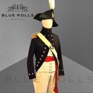 Reenactment Cosplay - Napoleonic Era Military Officer Uniform - Historical French Revolution Costume, 18th Century Colonial Soldier Jacket