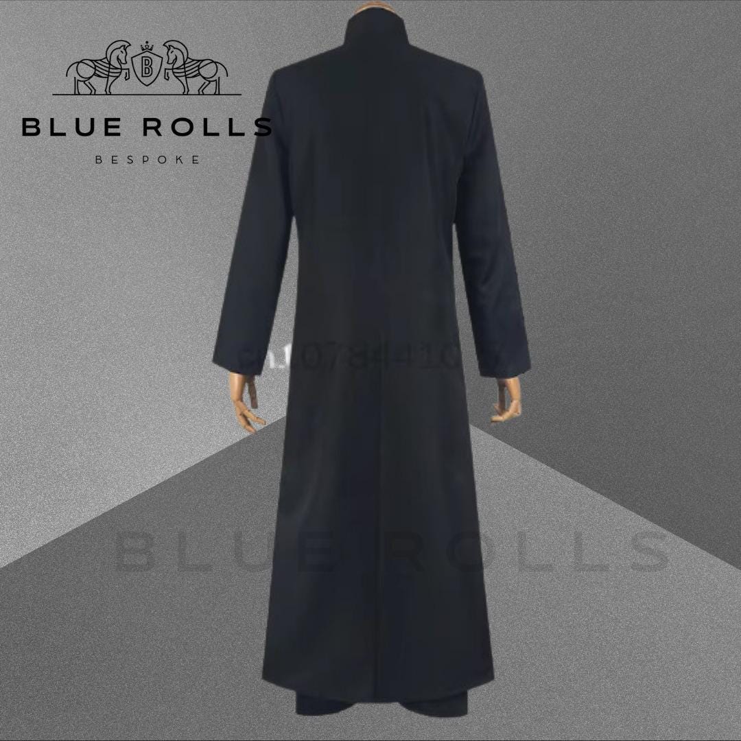 Men's Matrix Neo Cotton Trench Coat - Black, Long Gothic Style Jacket (Keanu Reeves Inspired)