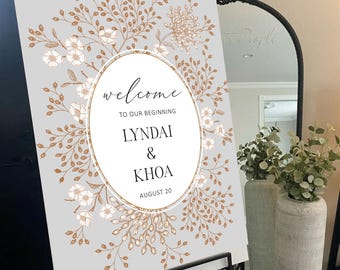 Acrylic Wildflower Wedding Welcome Sign: Custom Floral Reception Decor