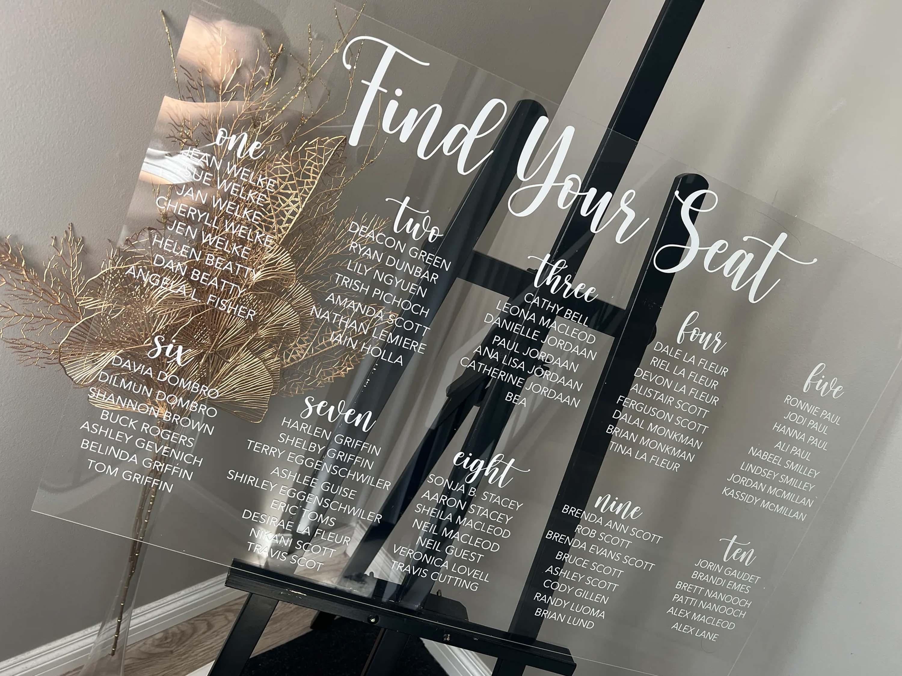 Custom Acrylic Wedding Seating Chart Sign - Etsy