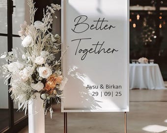 Custom Better Together Acrylic Frosted Welcome Sign, Wedding Signage, Acrylic Wedding Sign, 3D Welcome Sign, Custom Wedding Sign