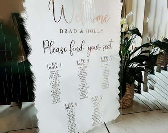 Custom Acrylic Wedding Seating Chart Sign: UV Printed, Elegant Reception Decor