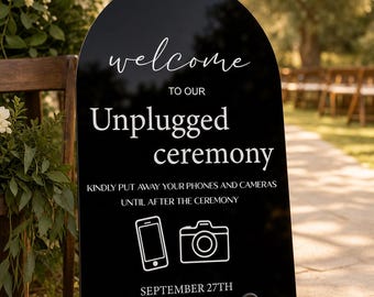 Custom Arch Acrylic Wedding Welcome Sign | 3D Raised Lettering Engagement Sign | Modern Frosted & Clear Event Signage