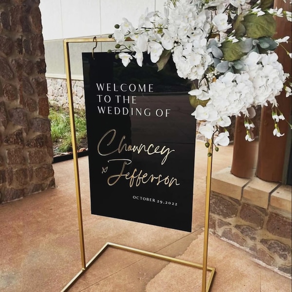 Placa de boas-vindas personalizada para casamento | Sinalização 3D em acrílico para eventos | Placa elegante de boas-vindas para aniversários e chás de bebê | Decoração personalizada para noivados