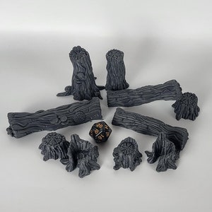 9 pc Fallen trees, logs and stump collection - Scatter Terrain for tabletop gaming and war gaming