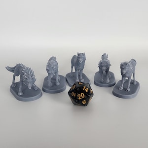 Dire Wolf Pack 5 piece collection of wolves