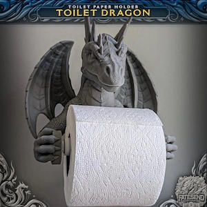 Porta carta igienica a forma di drago – Decorazione da bagno fantasy, porta rotolo di carta igienica a parete, regalo D&D per giocatori, divertente decorazione da bagno a forma di drago