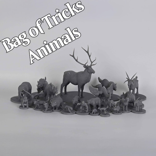 Bag of Trick Animals for Dungeons and Dragons - 8 pc sets - Giant Elk, etc.