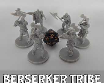 Barbarian Tribe 6pc Miniature Set: Berserkers D&D 5.5e Tabletop Gaming Figures