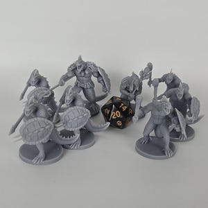 8-Piece Lizardfolk/Lizardmen Tribe Warband – 3D Printed Miniatures for D&D and Tabletop RPGs