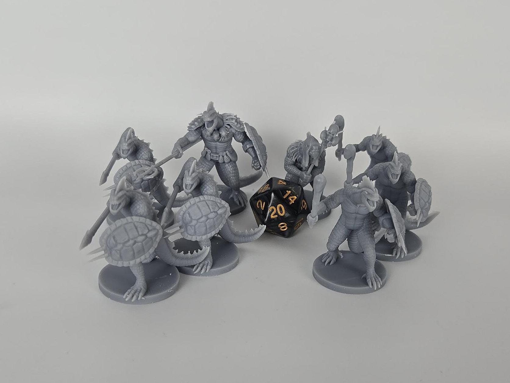 8-Piece Lizardfolk/Lizardmen Tribe Warband – 3D Printed Miniatures for D&D and Tabletop RPGs
