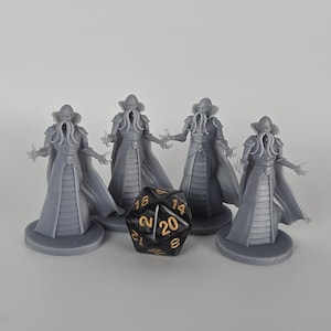 Set of 4 Mind Flayer Miniatures | Illithid D&D Monsters | Resin 3D Printed Figurines | Eldritch Horror Minis for TTRPGs and Tabletop Games