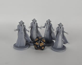 Set of 4 Mind Flayer Miniatures | Illithid D&D Monsters | Resin 3D Printed Figurines | Eldritch Horror Minis for TTRPGs and Tabletop Games