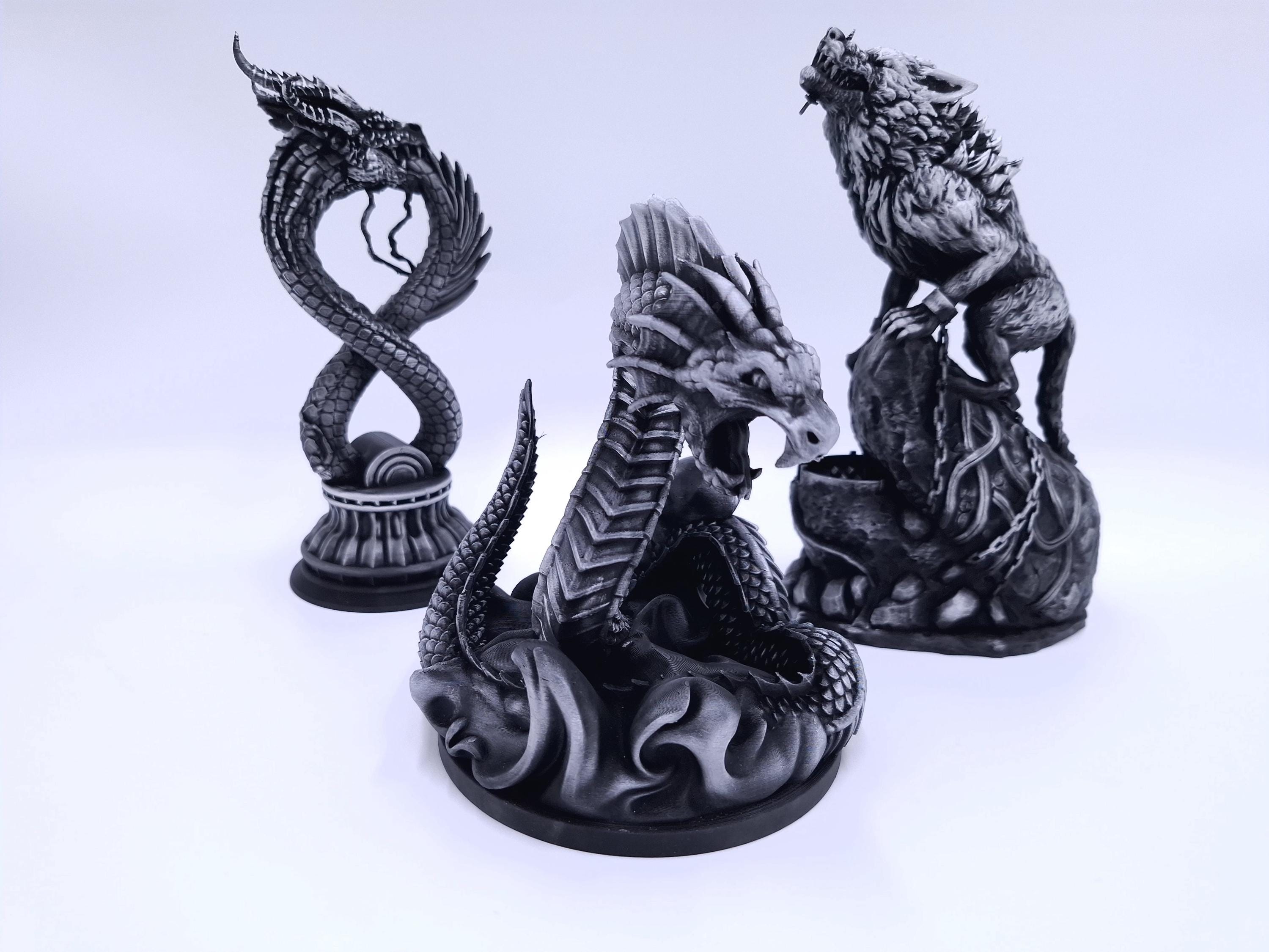 Hand-painted Jormungandr Statue: 3D Printed Norse Mythology 