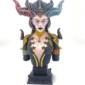 Handpainted Lilith Bust | Diablo Lilith Sculpture | 3D printed figure | Diablo 4, D4 | Decoration, Gamer gift | Statue Collectible FanArt