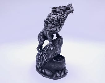 Statua di Fenrir: lupo della mitologia norrena dipinto a mano, stampa 3D PLA di alta qualità