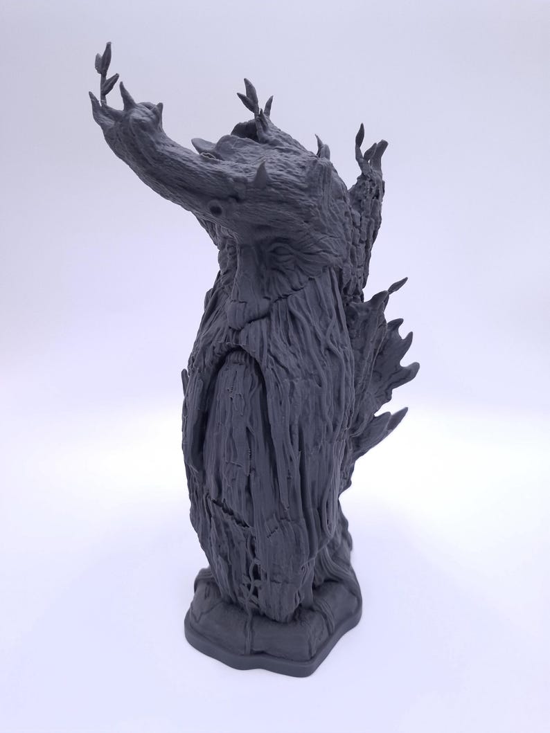 Trädskäggbyst Handmålad Lotr Fan Art, 3D-utskriven figur Grå