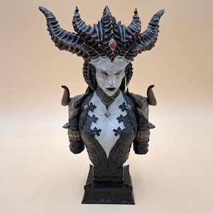 Lilith Statue Handpainted | Diablo IV Lilith Bust |  3D Printed figure | Diablo 4, D4 | Home decoration, Gamer gift | Fotismint Bust